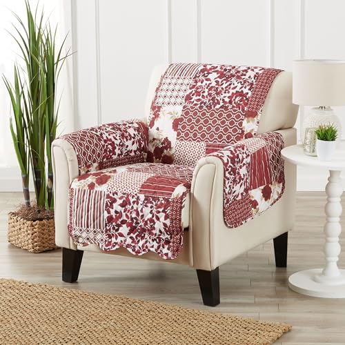 Reversible Patchwork Chair Cover (Chair / Patchwork - Burgundy)
