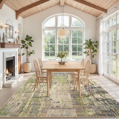 Abstract Area Rug Modern Washable Rug Soft Non Slip Rug Low Pile for Bedroom Living Room Dining Room Green 8x10 Feet (Green / 8' x 10' (Rectangular))