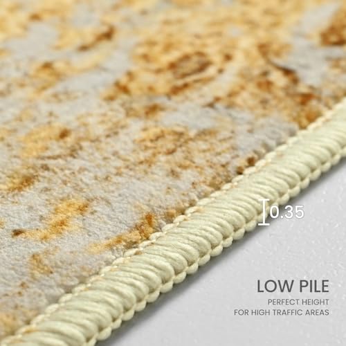 2x6 Rug Runners for Hallways Kitchen Runner Rug Non Slip Washable Long Runner Rugs with Rubber Backing Soft Abstract Carpet Runner for Hallways (Orange, Silver & Gray / 2' x 6' (Runner))