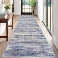 Modern Abstract Washable Rug Runner 2.6x12 Hallway Rug Runner Non (Blue-grey / 2'8" x 12' (Runner))