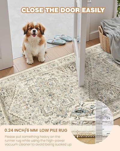 Kitchen Runner Rug Non Slip Washable Rugs 2.5x8 (Brown/Beige / 2'6" x 8' (Runner))