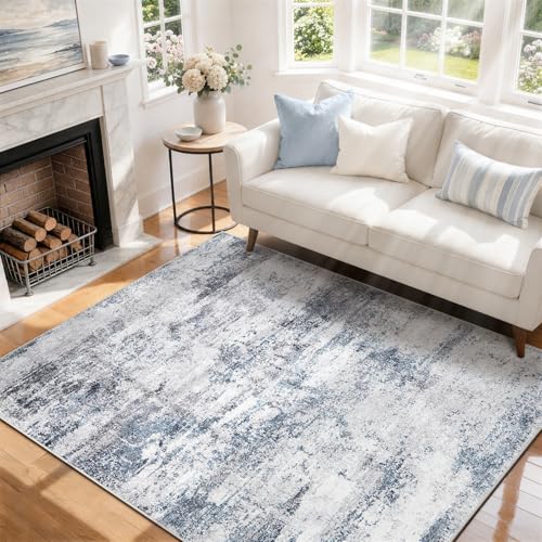 5x7 Area Rugs for Living Room Washable Bedroom Dining Room Blue Grey (Blue/Grey / 5' x 7' (Rectangular))