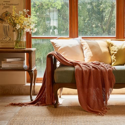 Throw Blanket for Couch (B-orange Rust / 60*80'')