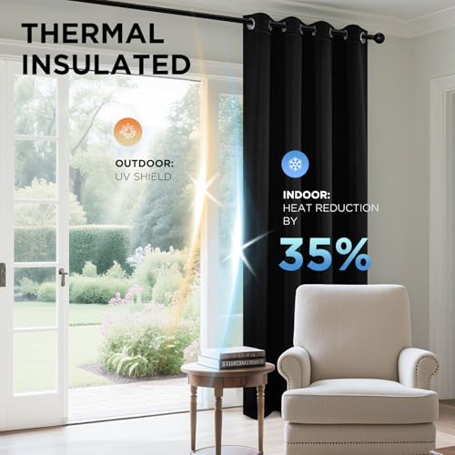 Blackout Curtains 72 Inch Length 2 Panels Set (Black / 42"W x 72"L (Pack of 2))