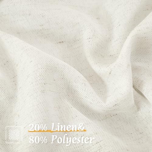 Semi Sheer Natural Linen Curtains 45 Inches Long for Bedroom 2 Panels (42"W x 45"L (Pack of 2) / Rod Pocket - Natural)