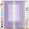 Sheer Voile Window Treatment Rod Pocket Curtain Panels for Kitchen Bedroom Living Room Drapes Sunlight Filtering Privacy Semi Home Decor Assorted (Lavender / 52"W x 90"L (Pack of 2))