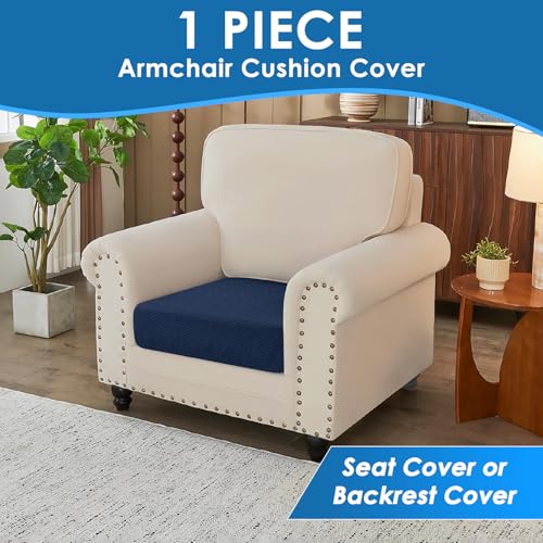 1 Piece Stretch Couch Cushion Covers Individual Sofa Slipcovers (Single Seat Cushion/Backrest / Navy Blue)