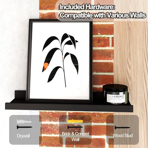 Black Floating Shelves for Wall Decor (Black / 13.6in)