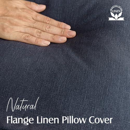 Linen Solid Decorative Throw Pillow Covers 26x26 Inch Navy Blue (26" x 26" (Pack of 2) / Navy)