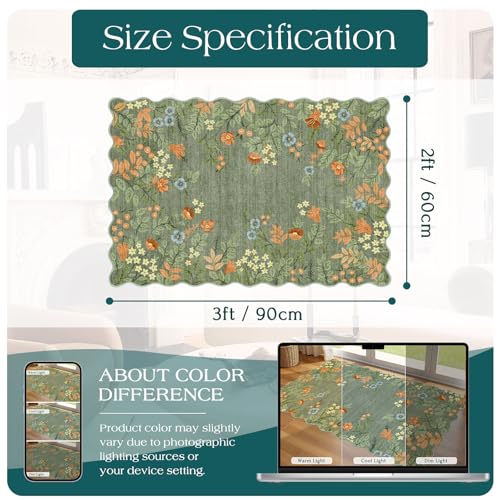 Front Door Mat Indoor Outside Entrance (Floral - Green / 2' x 3' (Rectangular))