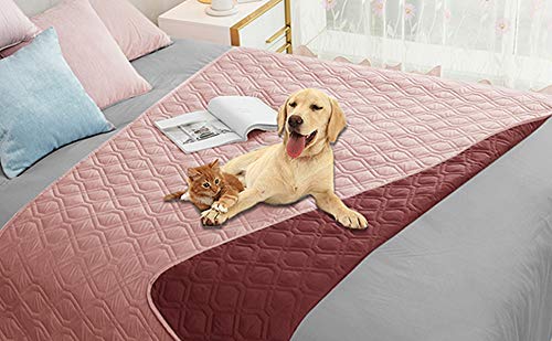 Waterproof Dog Bed Cover Pet Blanket for Furniture Bed Couch Sofa Reversible (52x82 Inch (Pack of 1) / Pink+burgundy)