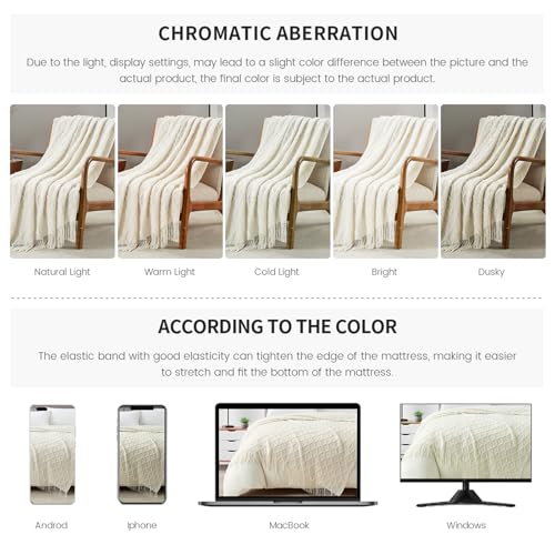 White Throw Blanket 50 x70 Inch Jacquard Throw Knitted Blanket (Jacquard-white / 50"x70")