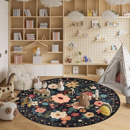6ft Round Rug (Black / 6' (Round))