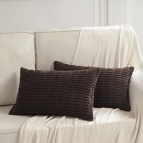 4 Packs Decorative Throw Pillow Covers for Living Room Couch Bed (24" x 14" (Pack of 4) / Dark Brown)