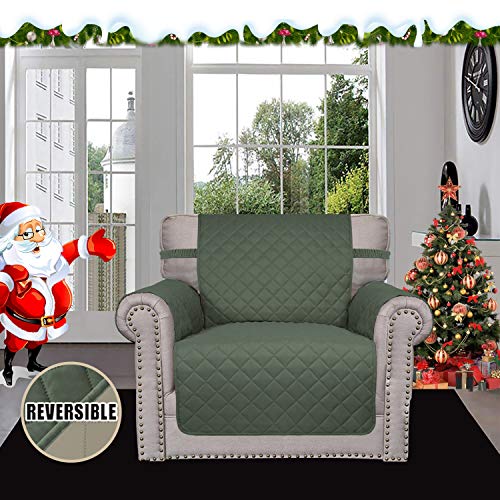 Reversible Couch Cover (Greyish Green/Beige / Small Chair)
