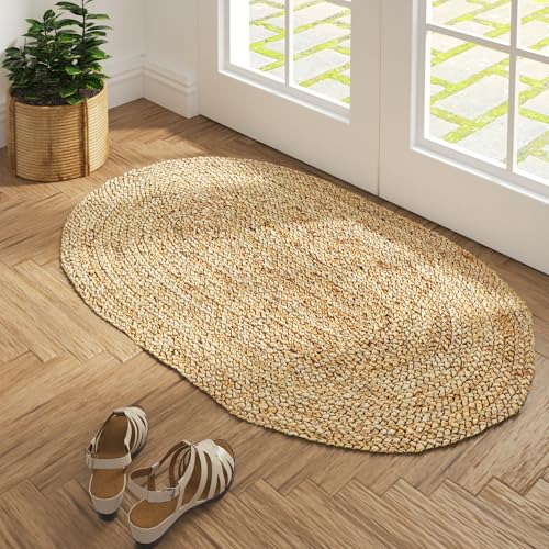 Natural Jute 2x3 Oval Area Rug for Home Decor (Tan / 3' x 2' (Oval))