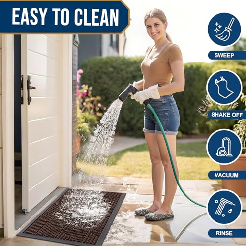 Front Door Mat Outside Entrance (Dark Brown / 71" X 47")