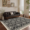 Washable 5x7 Area Rugs for Living Room Modern Abstract Rug (Obsidian / 5' x 7' (Rectangular))