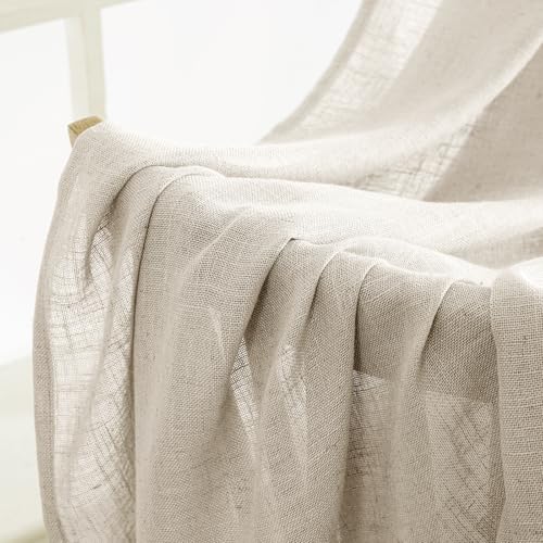 Cream Linen Curtains 52x108 Inches Long for Bedroom and Living Room (52"W x 108"L (Pack of 2) / Cream)