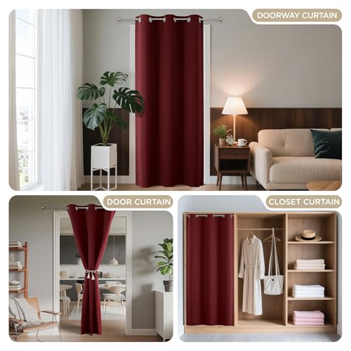 Door Curtain Blackout Curtains for Doorway Privacy Closet Drapes (Burgundy Red / 52"W x 90"L (Pack of 1))