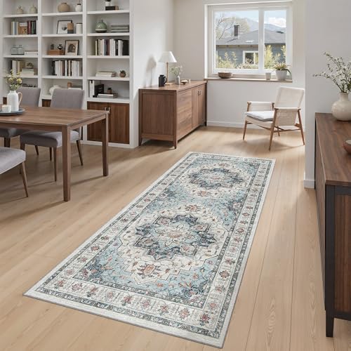 Washable Runner Rug 3x6 Runners for Hallways Non Slip (Blue / 3' x 6' (Runner))