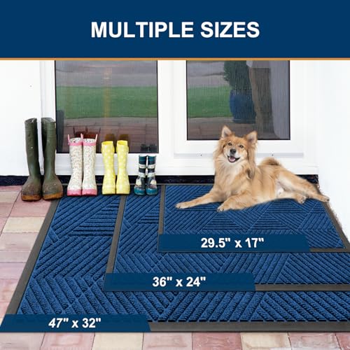 Front Door Mat Outside Entrance (Medium Blue / 29.5" X 17")