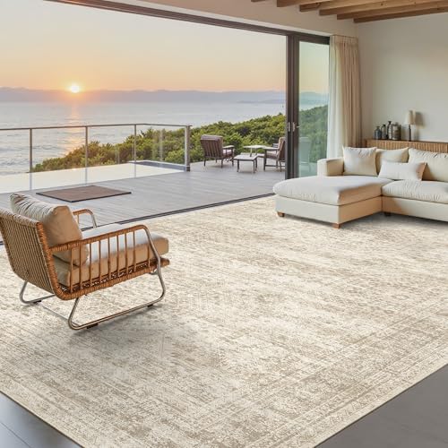 Washable Area Rug 8x10 Large Soft Beige Rugs for Living Room (Beige / 8' x 10' (Rectangular))