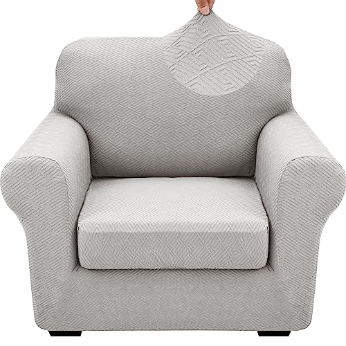 2 Piece Stretch Armchair Sofa Cover (31"-46"(1 Cushion) / Silver Grey)