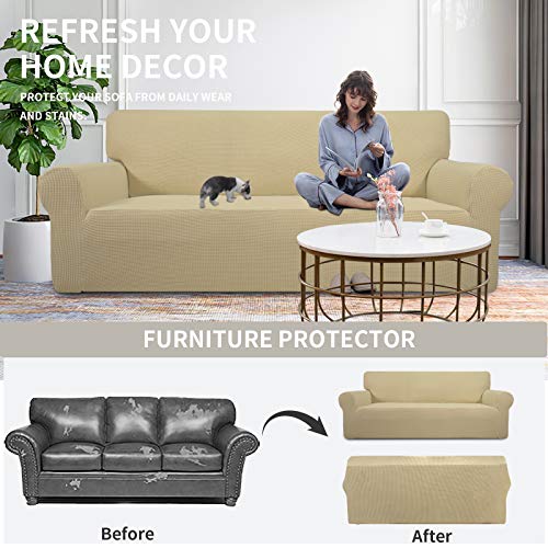 Stretch Oversized Loveseat Couch Covers Washable Beige (Medium-XL Loveseat / Beige)
