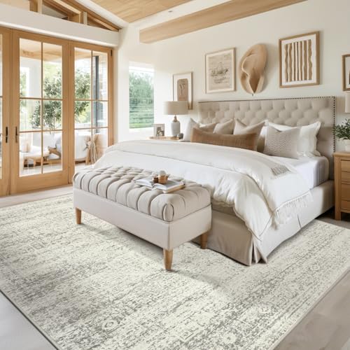 Washable Rugs 9x12 Area Rug for Living Room (9' x 12' (Rectangular) / Beige-green-grey)