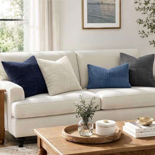 Cream White Decorative Throw Pillow Covers for Couch 16x16 Inch (16" x 16" (Pack of 2) / Cream White)