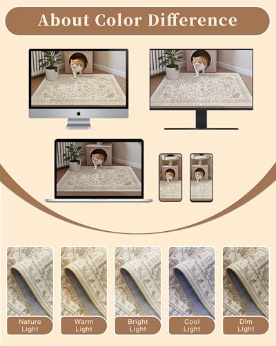 Washable Area Rug 2x4 (Beige/Blue / 2' x 4' (Rectangular))
