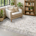 Boho Washable 5x7 Living Room Rug (5' x 7' (Rectangular) / Light Gray / Sage)