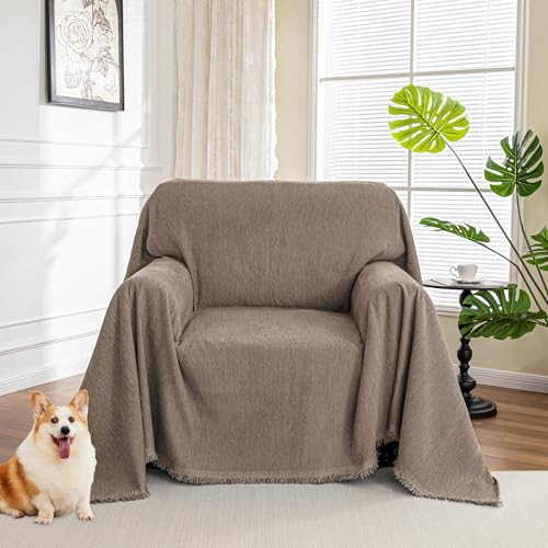 Chair Couch Cover Sectional Couch Covers for Pet Sofa Covers Non Slip Soft Couch Sofa Cover (71" x 91" / Sand)