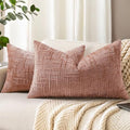 Textured Chenille Throw Pillow Covers 12x20 Set of 2 Pink (Pink / 20" x 12" (Pack of 2))