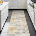 2x6 Runner Rug Washable Abstract (Grey/Yellow / 2' x 6')