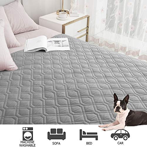 Waterproof Blanket Reversible Dog Bed Cover Pet Blanket for Furniture Bed Couch Sofa (68x82 Inch (Pack of 1) / Lightgrey)