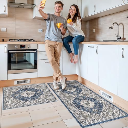 Kitchen Sink Rugs Set 0f 2 (2x3+2x4 / Blue)