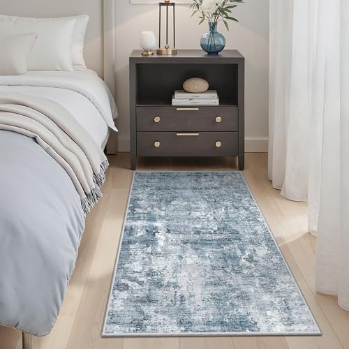 2x4 Abstract Washable Rugs for Entry (Blue/Grey / 2' x 4' (Rectangular))