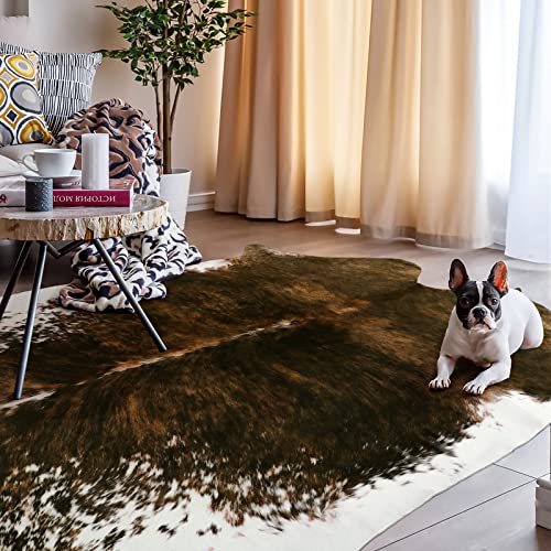 Faux Cowhide Rug (6'3" x 7' (Irregular) / Saddle Brown)