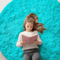 Teal Blue Round Rugs for Bedroom (5 Ft Round / Teal Blue)