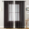 Basic Rod Pocket Sheer Voile Window Curtain Panels White 1 Pair 2 Panels 60 Width 72 Inch Long for Kitchen Bedroom Children Living Room Yard (Black / 60"W x 72"L (Pack of 2))