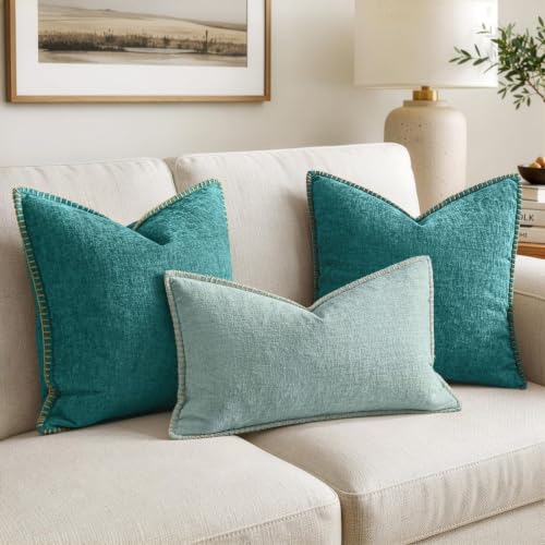 Decorative Lumbar Throw Pillow Covers 12x20 Inch Aqua Haze 2 Pack (Aqua Haze / 20" x 12" (Pack of 2))