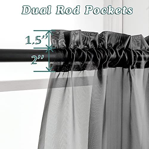 Extra Long Black Sheer Curtains 144 inch 2 Panels Set (Black / 42"W x 144"L (Pack of 2))