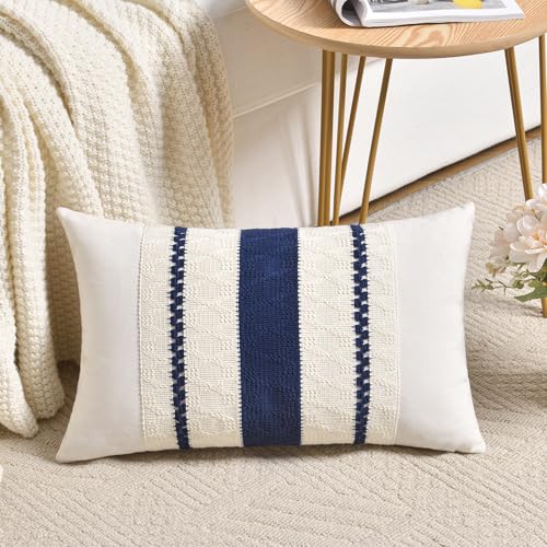 Set of 1 Navy Blue Lumbar Decorative Throw Pillow Covers 16x24 Inch for Couch Bed Sofa Living Room (24" x 16" (Pack of 1) / Navy Blue)