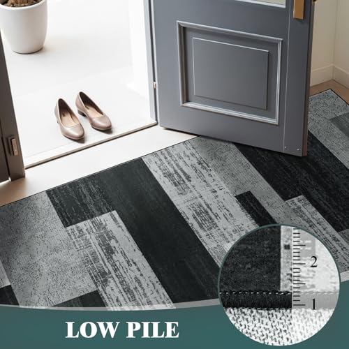 8x10 Washable Area Rugs for Living Room & Bedroom (Black-gray / 8' x 10' (Rectangular))