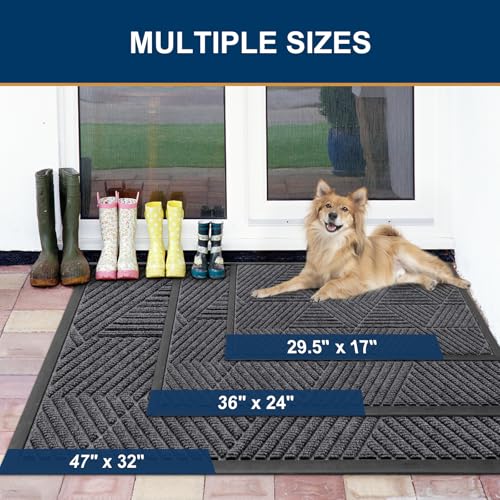 Front Door Mat Outside Entrance (Light Grey / 47" X 32")