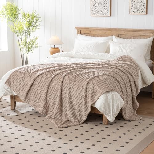 90x90 Inch Brown Queen Large Blanket (Light Brown / Queen(90x90))
