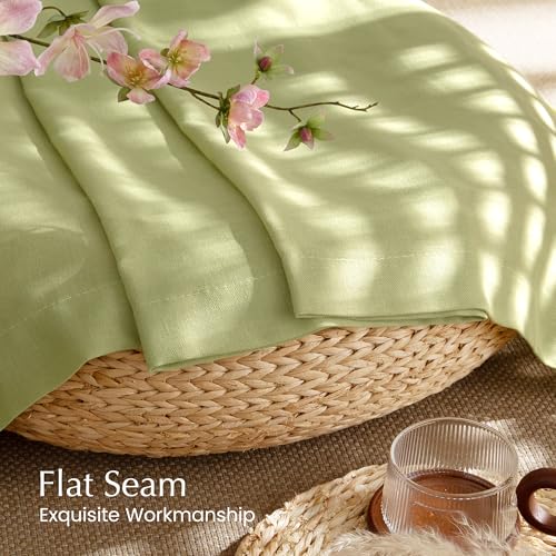 Fresh Green Linen Curtains for Kitchen (Fresh Green / 55"W x 84"L (Pack of 2))