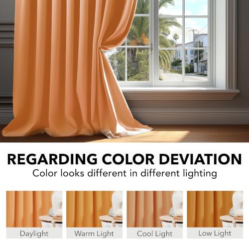 Blackout Curtains for Kitchen Window Back Tab and Rod Pocket Curtains Room Darkening Curtains 52Wx45L Inch Orange Flame 2 Panels (Orange Flame / 52"W x 45"L (Pack of 2))